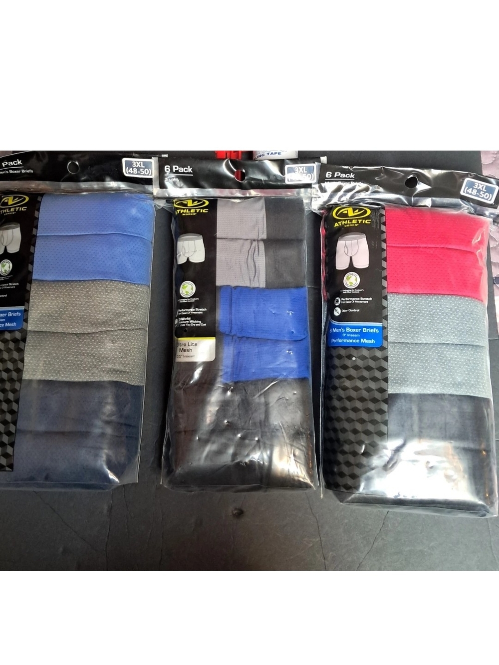 3XL (48×50) 3 6 Packs/ 18 In All Athletic Mesh Breathable Boxer Briefs Wicking